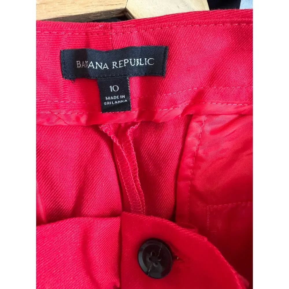 Banana Republic Red Linen Logan Crop Pants Size 10